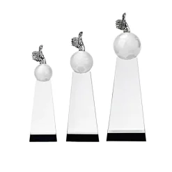 Pokal & Glasblock^Fan Unikate Fußballtrophäe Daumen hoch Pokal 26cm