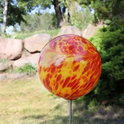 Kugeln & Zapfen^Cristalica GmbH Gartenkugel Bodenkugel 30 cm (mit Scheibe und Stab)