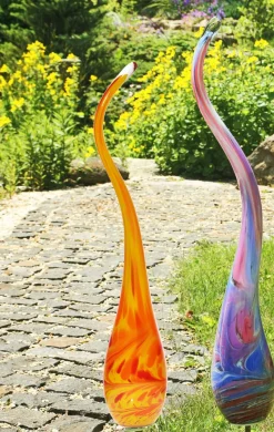 Kugeln & Zapfen^Cristalica GmbH Gartenskulptur Glasflamme 65cm orange inkl. Stab