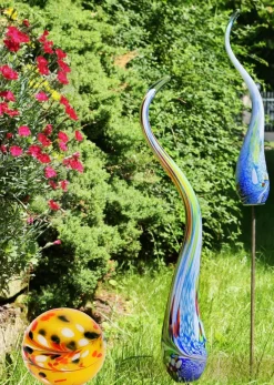 Kugeln & Zapfen^Cristalica Gartenskulptur Glaskugel 18 cm gelb inkl. Stab