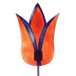 Sonstiges^Cristalica Gartenstecker La Flor 30 cm inkl. Stab blau-rot Fusing-Glas