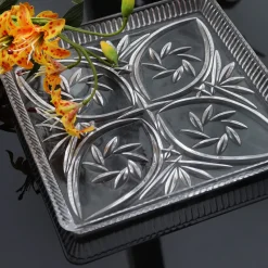 Kuchen & Torten^Cristalica Gebäckplatte aus Bleikristall 20x20cm