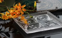 Kuchen & Torten^Cristalica Gebäckplatte aus Bleikristall 20x20cm