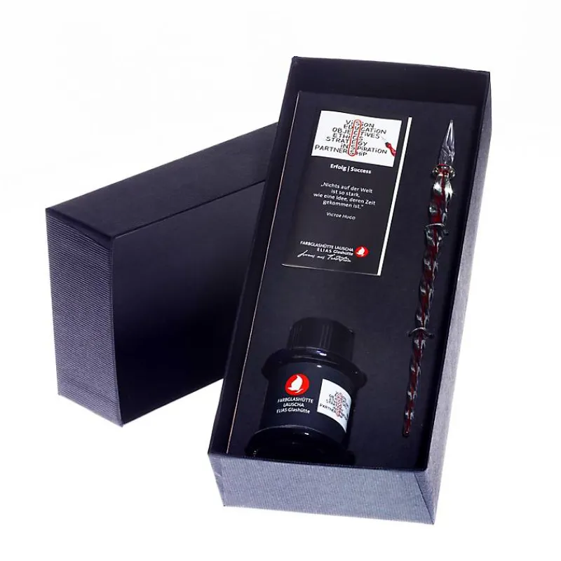 Männer|Arbeitszimmer^Art Glass Geschenkverpackung mit Tinte "Feder"(23 x10 x5cm)