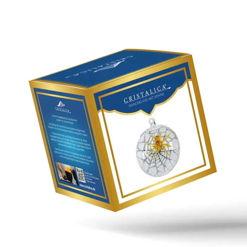 Halloween|Insekten^Cristalica Glas Hängekugel mit Spinne Gelb/Grau/Transparent Breite ca. 10,5cm, Fensterdeko Handarbeit