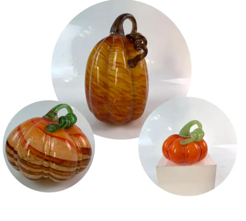 Halloween|Obst & Gemüse^Cristalica Glas Kürbis verschiedene Größe, Gartendeko Handarbeit