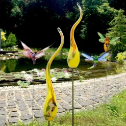 Ostern|Ostern^Cristalica Glas Libelle Hellblau Breite ca.8,5cm, Gartendeko mit Stab 45cm Handarbeit