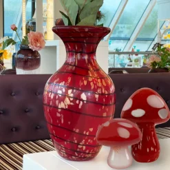 Valentienstag|Obst & Gemüse^Cristalica Glas Pilz Rot/Weiß Gartendeko Handarbeit