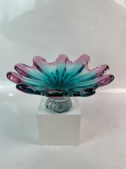 Schalen|Ostern^Cristalica Glas Schale Blau/Pink Länge ca. 31cm Handarbeit