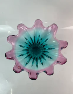 Schalen|Ostern^Cristalica Glas Schale Blau/Pink Länge ca. 31cm Handarbeit