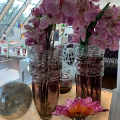 Schalen|Ostern^Cristalica Glas Schale Rot/Pink Länge ca. 33cm Handarbeit