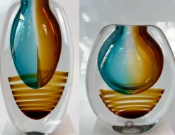 Vasen|Ostern^Cristalica Glas Vase Modern Blau/Amber/Transparent Handarbeit