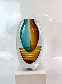 Vasen|Ostern^Cristalica Glas Vase Modern Blau/Amber/Transparent Handarbeit