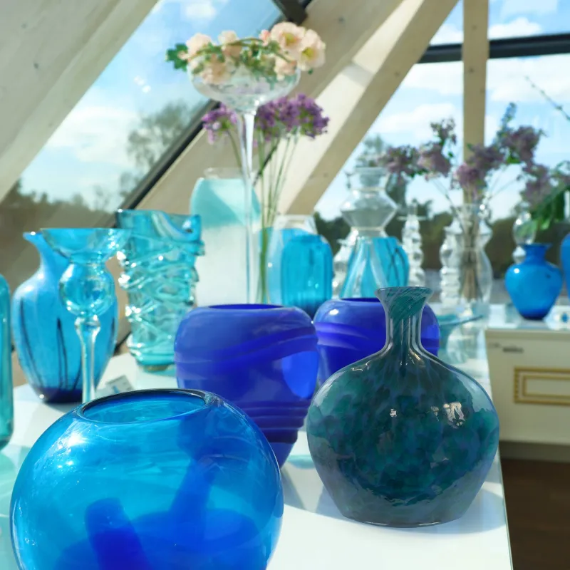 Vasen|Ostern^Cristalica Glas Vase Modern in Blau/Türkis Handarbeit