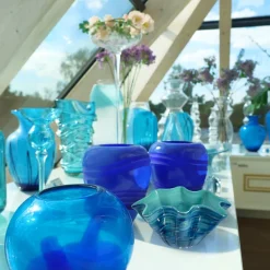 Vasen|Ostern^Cristalica Glas Vase Modern in Blau/Türkis Handarbeit