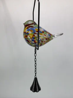 Tiere & Figuren|Ostern^Cristalica Glas Vogel mit Hängenstahlrahmen Höhe ca. 53cm Bunt Handarbeit