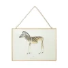 Bilderrahmen^Cristalica Glasbild Zebra weiß 30x21cm Wandbild mit Goldrand