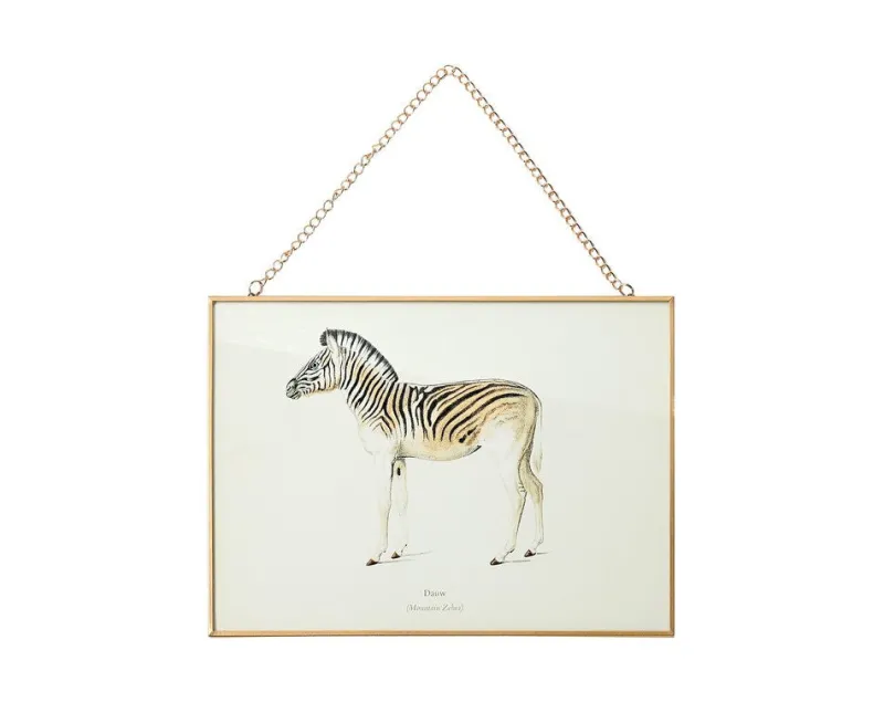 Bilderrahmen^Cristalica Glasbild Zebra weiß 30x21cm Wandbild mit Goldrand