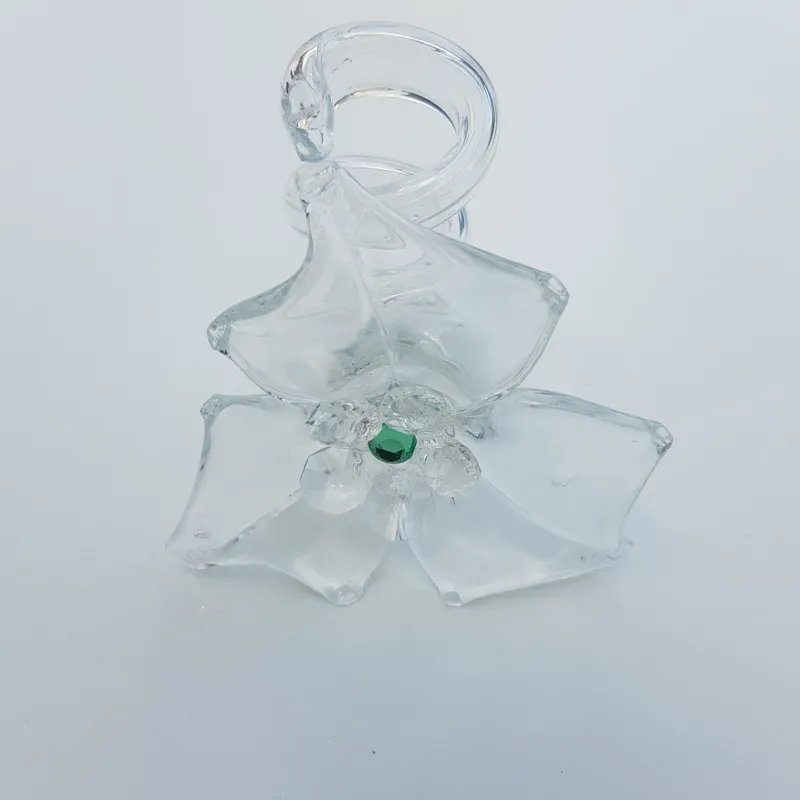 Blumen|Besteck & Zubehör^Cristalica Glasblume klar Strassstein grün Tischdekoration Serviettenring 10cm Handmade