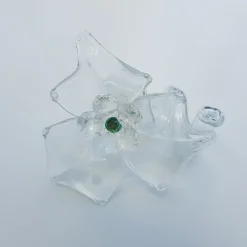 Blumen|Besteck & Zubehör^Cristalica Glasblume klar Strassstein grün Tischdekoration Serviettenring 10cm Handmade