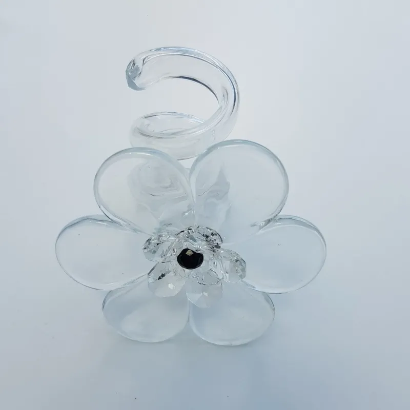 Blumen|Besteck & Zubehör^Cristalica Glasblume klar Strassstein schwarz Tischdekoration Serviettenring 10cm Handmade