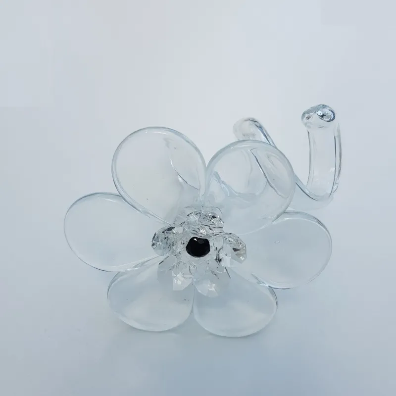 Blumen|Besteck & Zubehör^Cristalica Glasblume klar Strassstein schwarz Tischdekoration Serviettenring 10cm Handmade