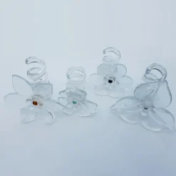 Blumen|Besteck & Zubehör^Cristalica Glasblume klar Strassstein schwarz Tischdekoration Serviettenring 10cm Handmade