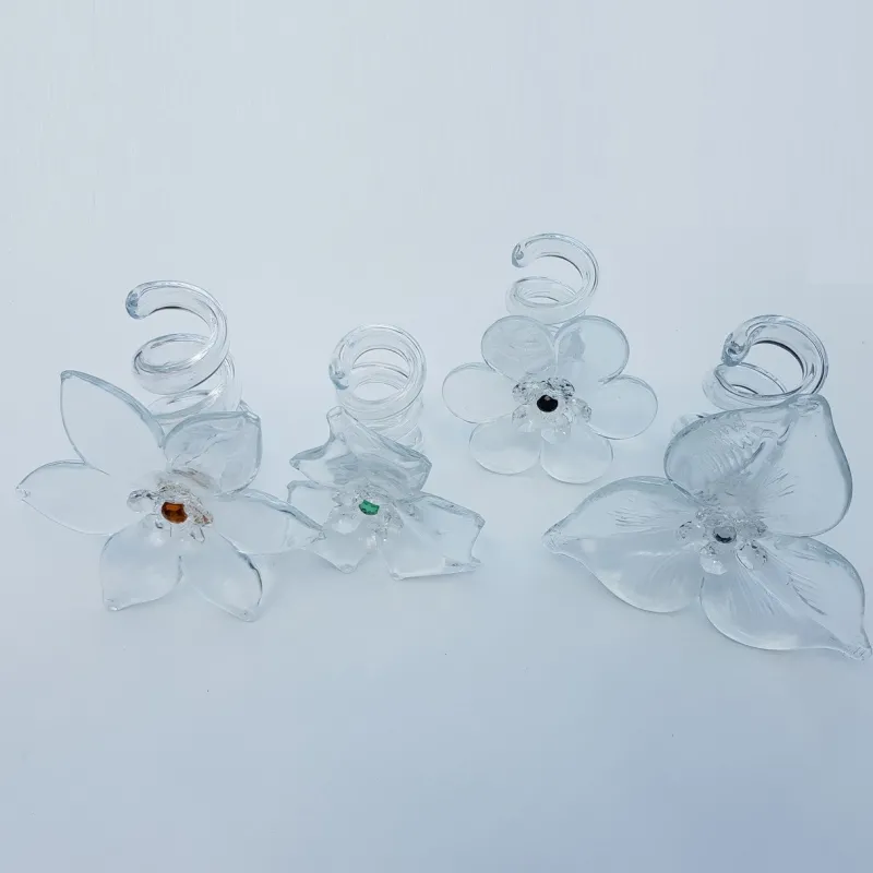 Blumen|Besteck & Zubehör^Cristalica Glasblume klar Strassstein schwarz Tischdekoration Serviettenring 10cm Handmade