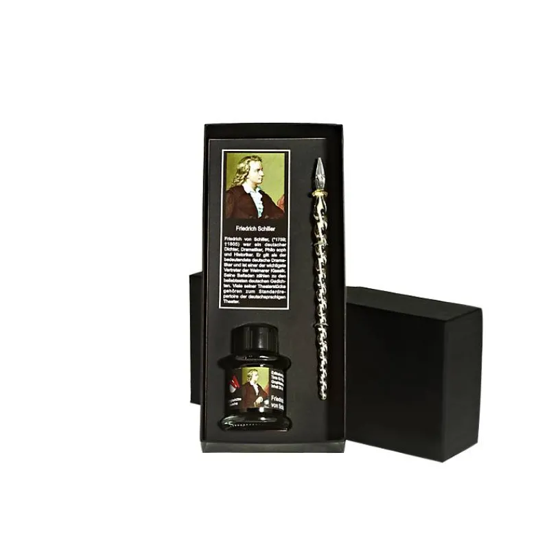 Männer|Arbeitszimmer^Art Glass Glasfeder-Set Friedrich Schiller "Feder"