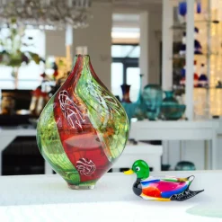 Kinder|Tiere & Figuren^Cristalica Glasfigur Ente Bunt/Transparent Breite ca. 6,9cm Handarbeit