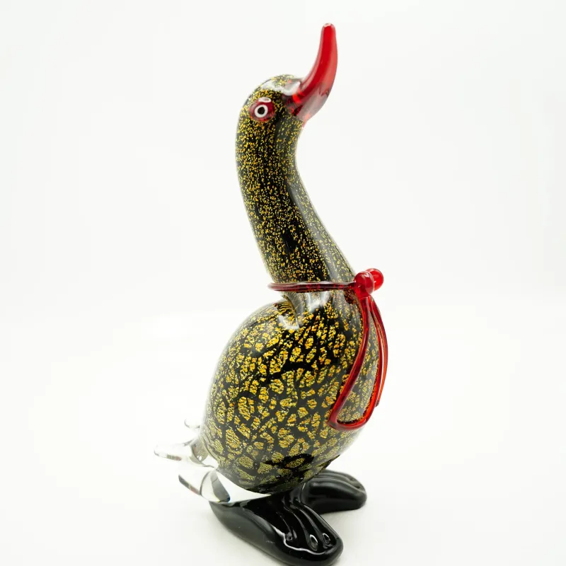 Tiere & Figuren|Ostern^Cristalica Glasfigur Ente Höhe ca. 34cm Schwarz/Grau/Rot Handarbeit