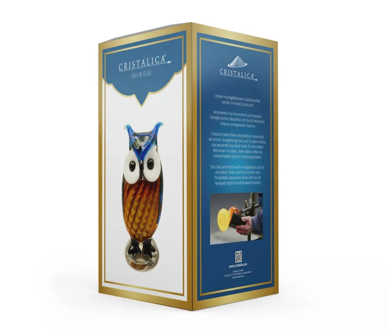 Halloween|Tiere & Figuren^Cristalica Glasfigur Eule Höhe ca. 19,5cm Handarbeit