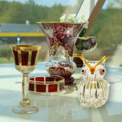 Tiere & Figuren|Ostern^Cristalica Glasfigur Eule Höhe ca. 13cm Braun/Transparent Handarbeit