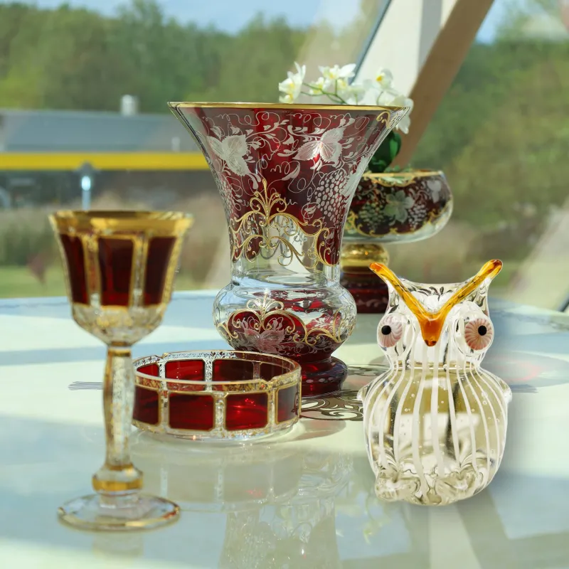 Tiere & Figuren|Ostern^Cristalica Glasfigur Eule Höhe ca. 13cm Braun/Transparent Handarbeit