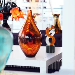 Valentienstag|Halloween^Cristalica Glasfigur Glasskulptur Liebe Amber Höhe ca. 11cm Handarbeit