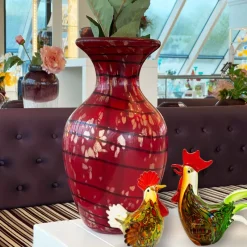 Tiere & Figuren|Ostern^Cristalica Glasfigur Hahn Höhe ca. 19cm Bunt Handarbeit