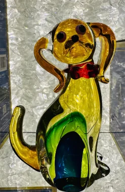 Tiere & Figuren|Hund & Katze^Cristalica Glasfigur Hund Höhe ca. 20,5cm/ Länge ca. 12,5cm Handarbeit