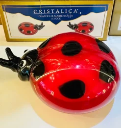 Valentienstag|Kinder^Cristalica Glasfigur Marienkäfer Rot/Schwarz Breite ca. 10,5cm Handarbeit
