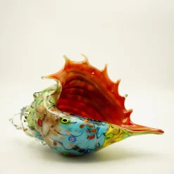 Valentienstag|Tiere & Figuren^Cristalica Glasfigur Muschel Höhe ca. 22,5cm/ Länge ca. 33,5cm Bunt/Orange Handarbeit