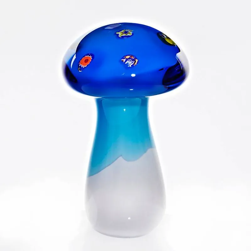 Geburtstag|Tiere & Figuren^Cristalica Kingdom Glasfigur Pilz blau weiß Murano-Design 18cm handgefertigtes Glastier Unikat