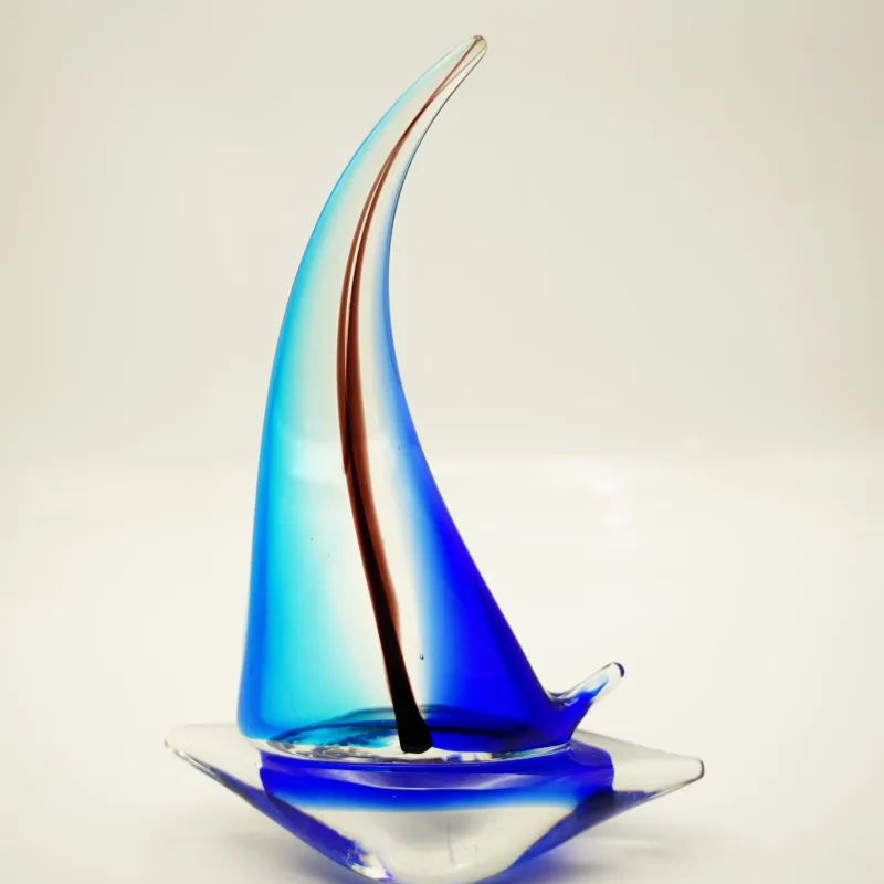 Sport & Hobby|Männer^Cristalica Glasfigur Schif Höhe ca. 31cm Blau/Hellblau Handarbeit