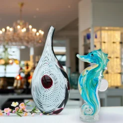 Tiere & Figuren|Ostern^Cristalica Glasfigur Seepferd Hellblau/Transparent Höhe ca. 18,7cm Handarbeit