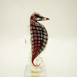 Valentienstag|Tiere & Figuren^Cristalica Glasfigur Seepferd Höhe ca. 25cm Schwarz/Rot/Grau Handarbeit
