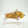 Tiere & Figuren|Ostern^Cristalica Glasfigur Stier Höhe ca. 10,5cm/Länge ca. 21,5cm Hellbraun/Gelb/Amber Handarbeit