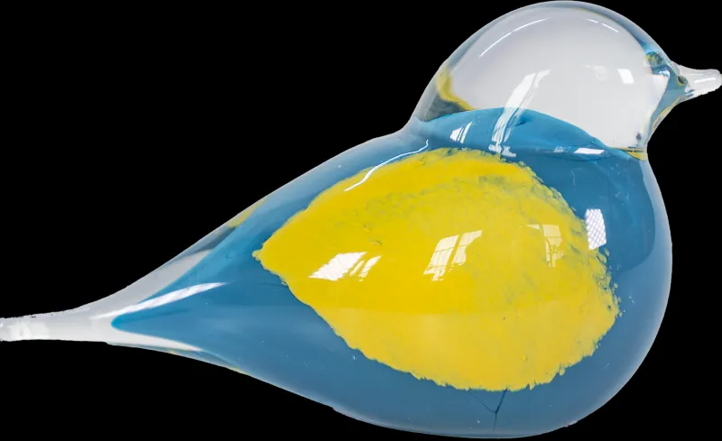 Tiere & Figuren|Ostern^Cristalica Glasfigur Vogel Hellblau/Gelb/Transparent Breite ca. 13,6cm Handarbeit
