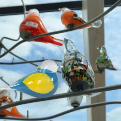 Tiere & Figuren|Ostern^Cristalica Glasfigur Vogel Hellblau/Gelb/Transparent Breite ca. 13,6cm Handarbeit