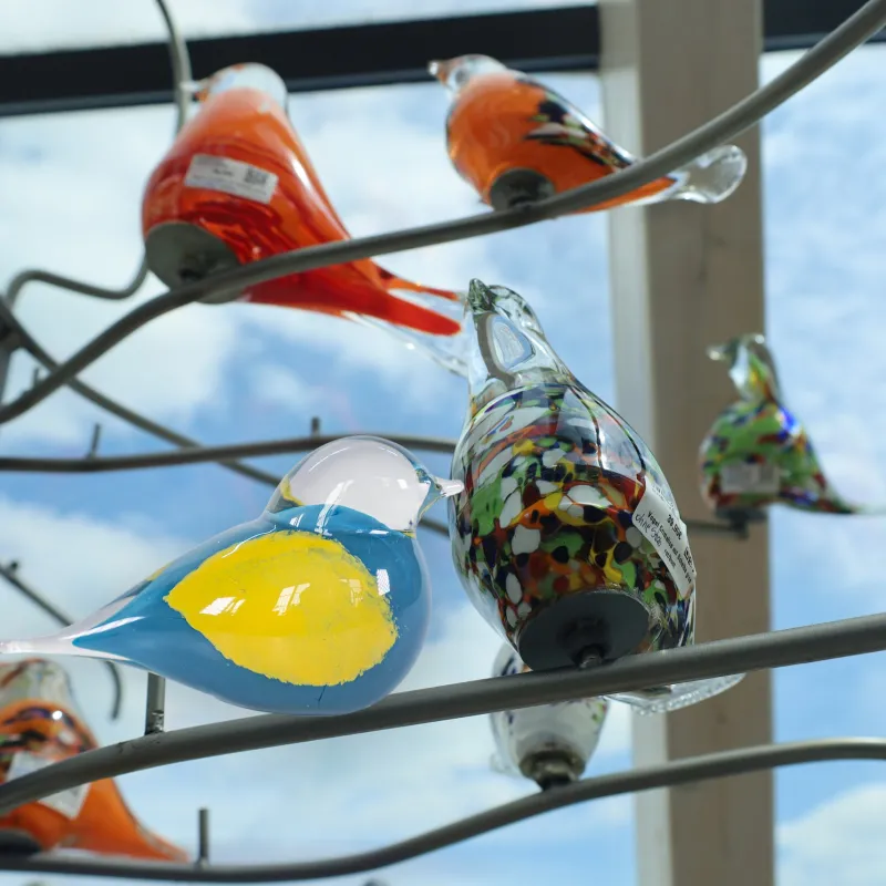 Tiere & Figuren|Ostern^Cristalica Glasfigur Vogel Hellblau/Gelb/Transparent Breite ca. 13,6cm Handarbeit