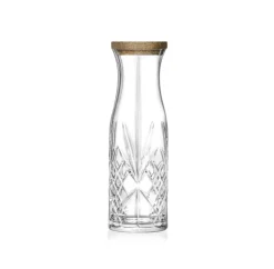 Karaffe & Dekanter^Cristalica Glaskaraffe Melodia 1000 ml Kristallglas Retroschliff mit Korkdeckel