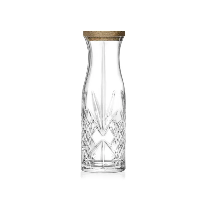Karaffe & Dekanter^Cristalica Glaskaraffe Melodia 1000 ml Kristallglas Retroschliff mit Korkdeckel