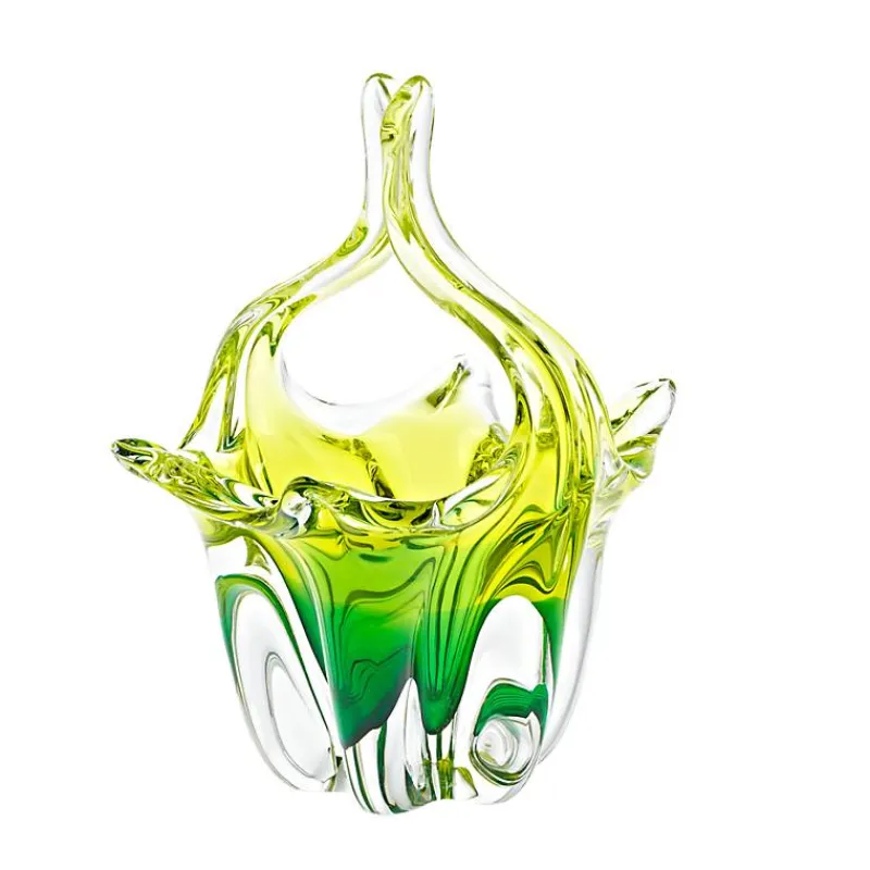 Ostern|Ostern^Art Glass Glaskorb Green Queen 24 cm Ostern Pralinenkörbchen Dekoration grün Handarbeit